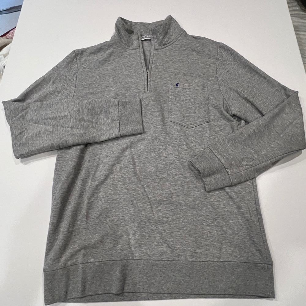 Criquet Mens Quarter Zip Pullover Heather Gray Chest Pocket Modal Blend Medium